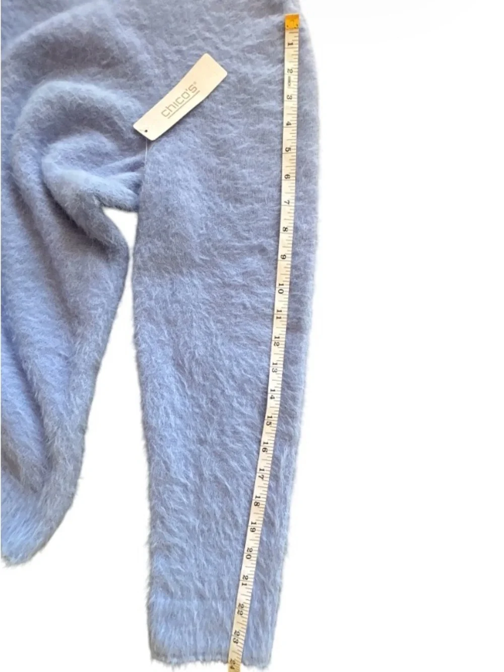 NWT Chico's Fuzzy Feminine Light Blue Crew Neck Sweater Cozy Size Large SKU 26
